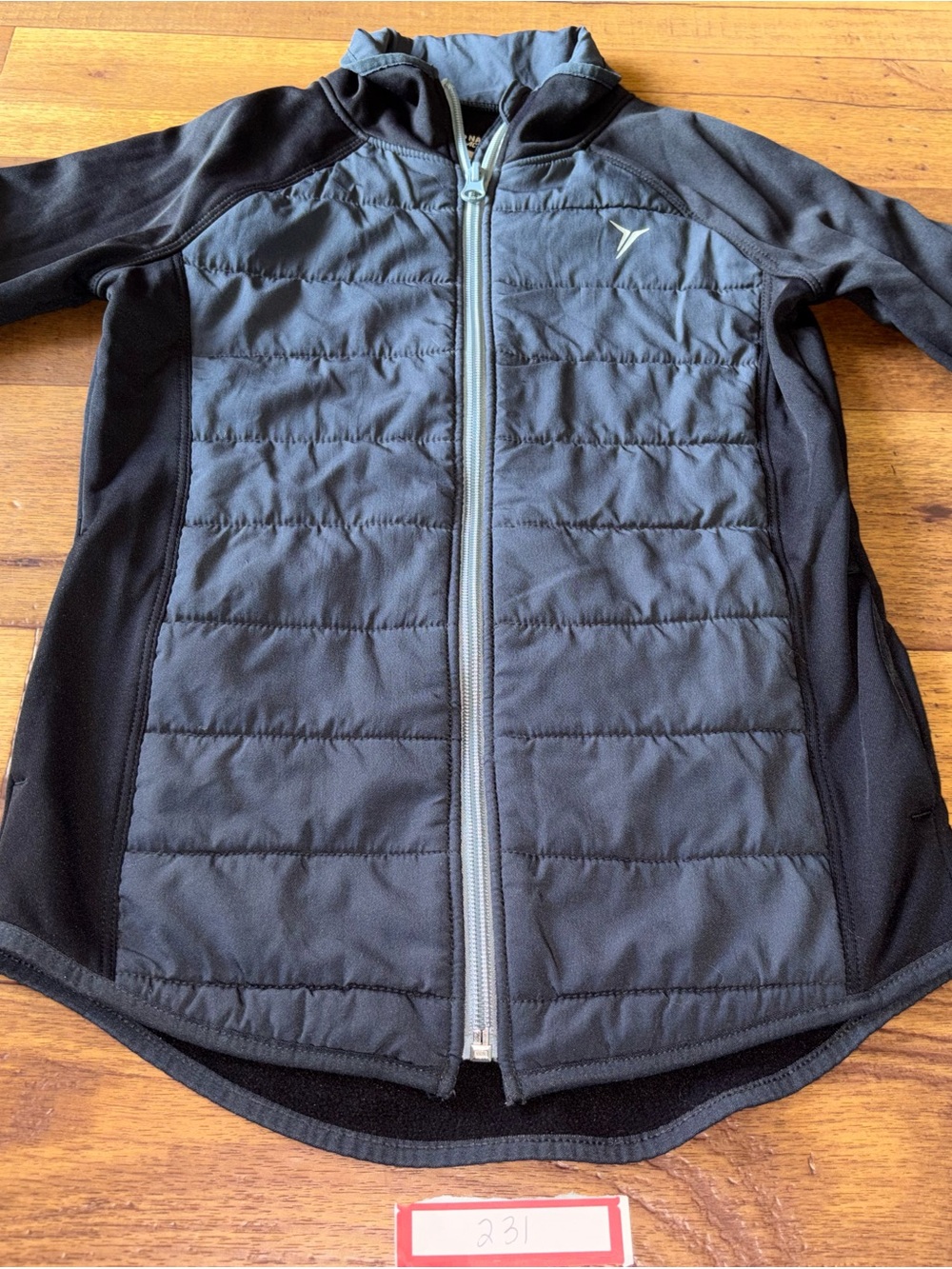Old Navy Active Girls Black Quilted Puffer Hybrid Zip Up Jacket Size Medium M 8
